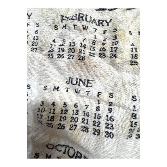 Vintage 1990 Linen Calendar Tea Towel Winter Scene Landscape Cottagecore READ - Picture 4 of 6